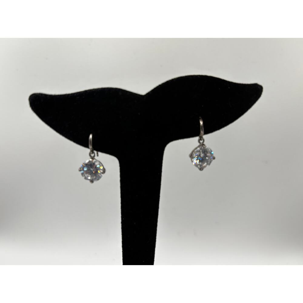 Sterling Silver CZ Dangle Earrings‎